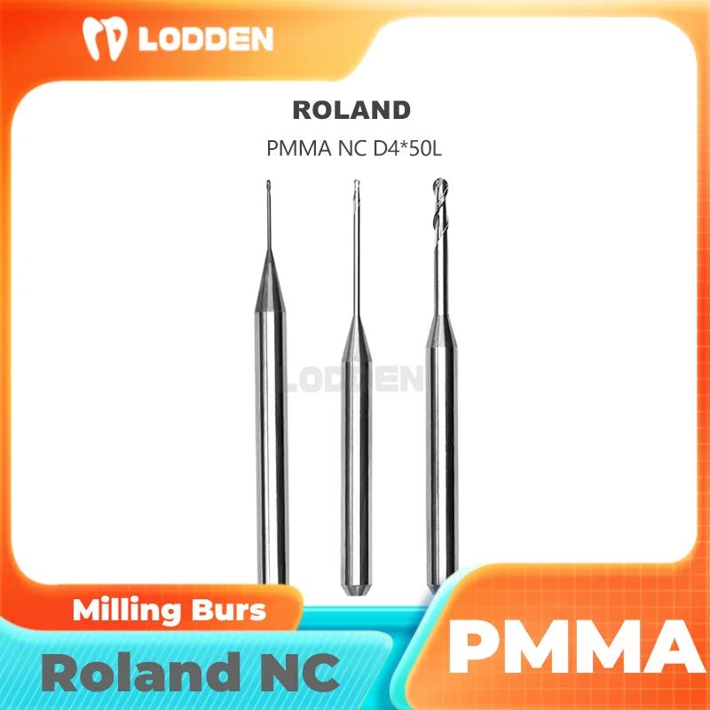 Roland PMMA NC 코팅 연삭용 치과 밀링 버, D4 드릴 직경 0.3 0.6 1.0 2.0mm, 총 50mm 치과 실험실 연삭 도구